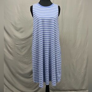 Time & Tru Blue & White Striped Sleeveless Dress Large